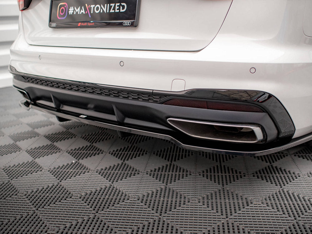 Maxton Design - Aftermarket  CENTRAL REAR SPLITTER (VERTICAL BARS) AUDI A4 S-LINE B9 FACELIFT