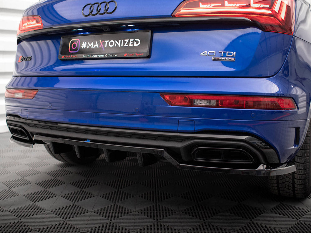 Maxton Design - Aftermarket  CENTRAL REAR SPLITTER (VERTICAL BARS) AUDI Q5 S-LINE SUV MK2 FACELIFT