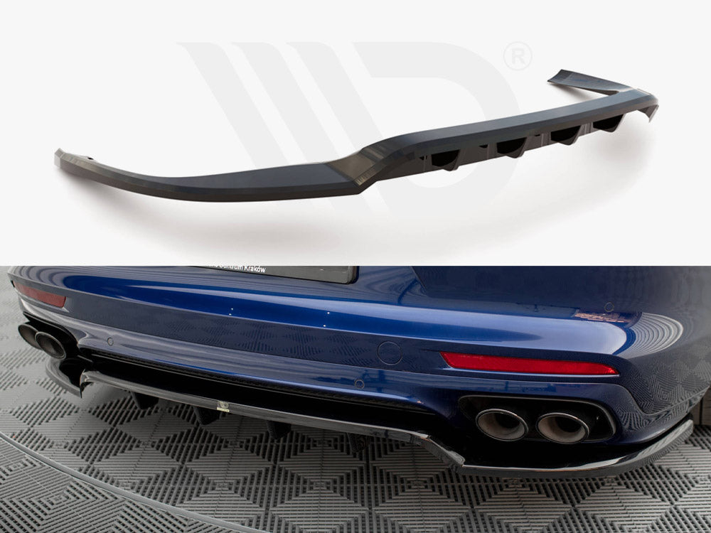 Maxton Design - Aftermarket  CENTRAL REAR SPLITTER (VERTICAL BARS) PORSCHE PANAMERA E-HYBRID 971 FACELIFT