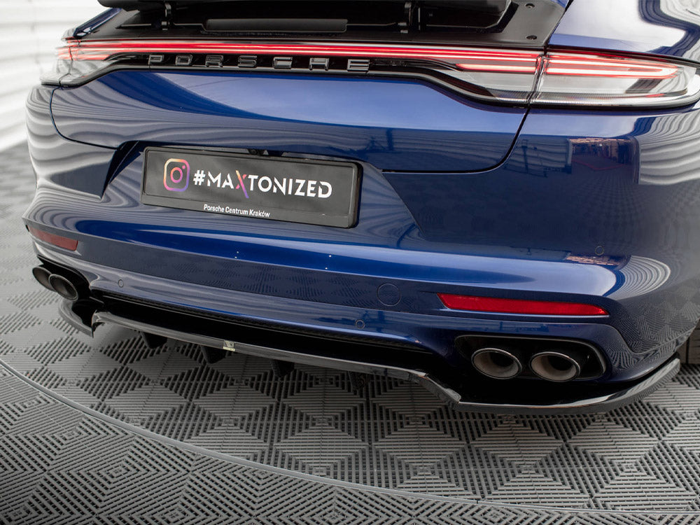 Maxton Design - Aftermarket  CENTRAL REAR SPLITTER (VERTICAL BARS) PORSCHE PANAMERA E-HYBRID 971 FACELIFT