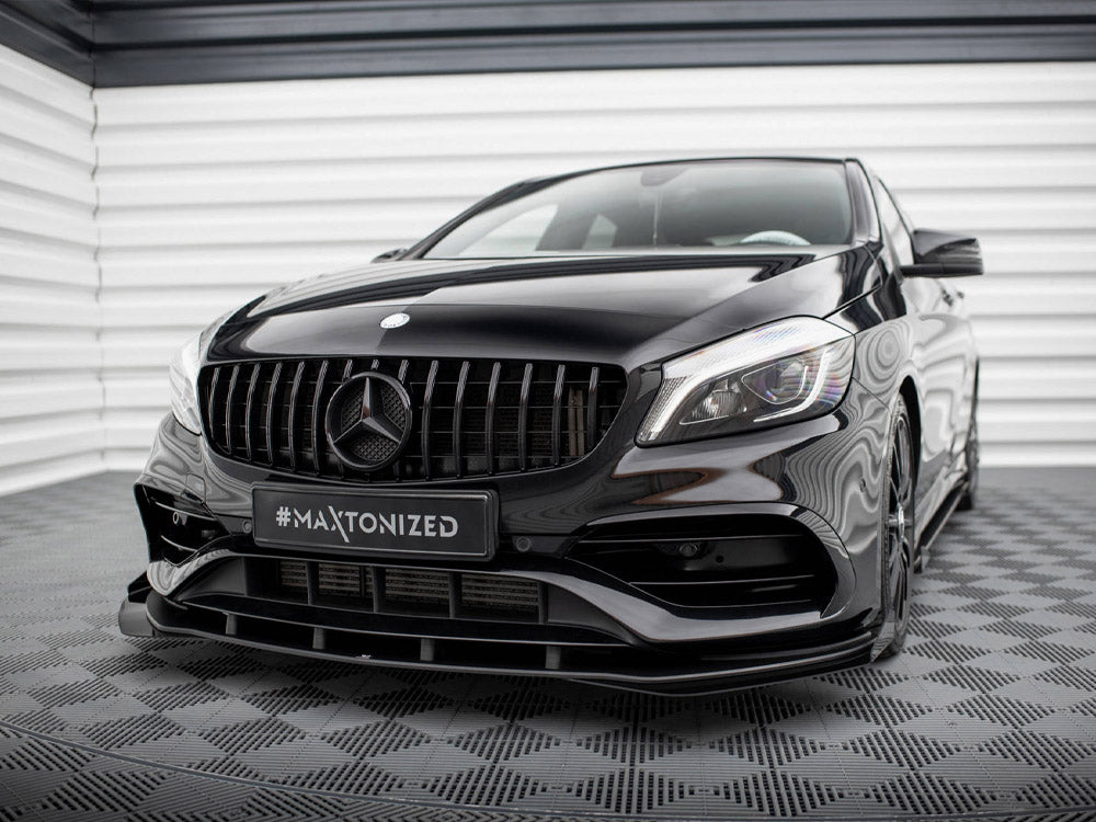 Maxton Design - Aftermarket  STREET PRO FRONT SPLITTER + FLAPS MERCEDES-BENZ A AMG-LINE W176 FACELIFT