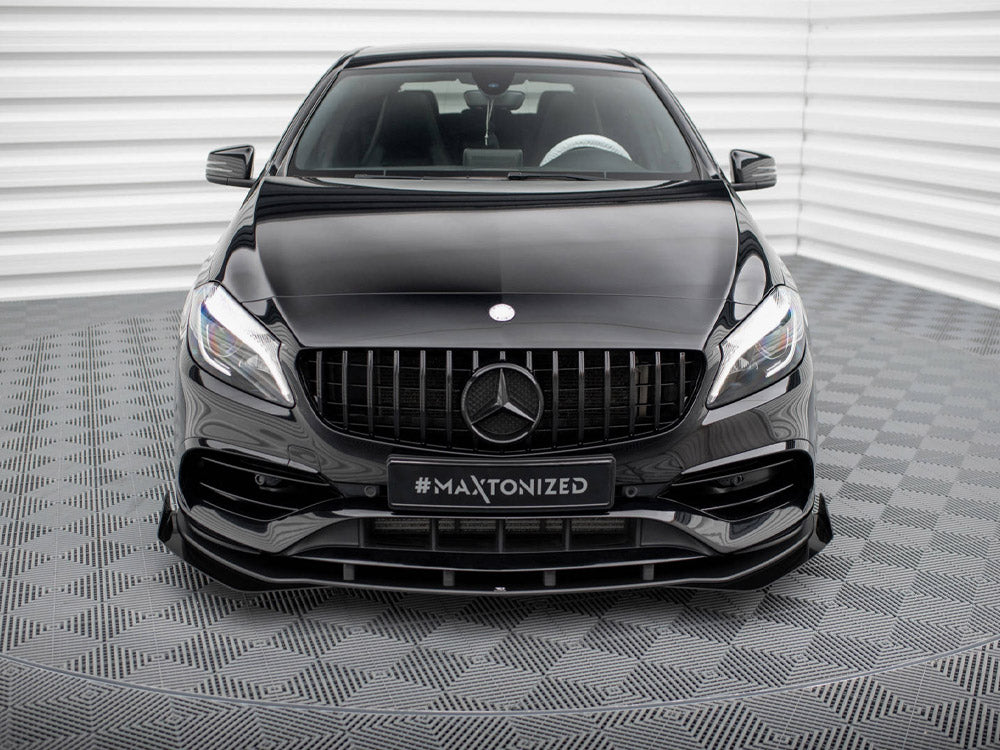 Maxton Design - Aftermarket  STREET PRO FRONT SPLITTER + FLAPS MERCEDES-BENZ A AMG-LINE W176 FACELIFT