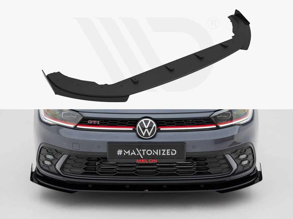 Maxton Design - Aftermarket   Street PRO Front Splitter + Flaps Volkswagen Polo GTI Mk6 Facelift