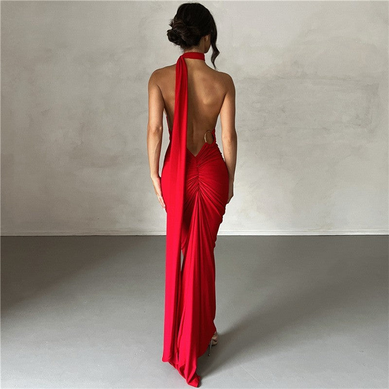 Backless Neck Hip Skirt