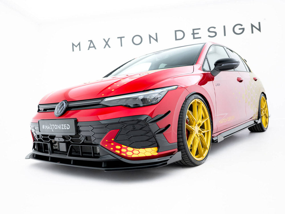 Maxton Design - Aftermarket  Street PRO Front Splitter + Flaps Volkswagen Golf GTI Clubsport Mk8 Facelift