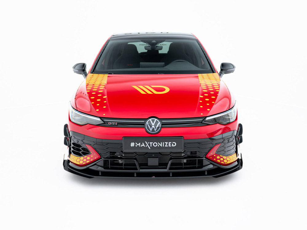 Maxton Design - Aftermarket  Street PRO Front Splitter + Flaps Volkswagen Golf GTI Clubsport Mk8 Facelift