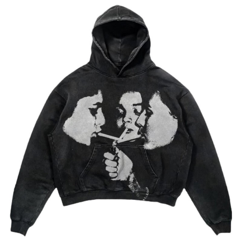 Printed Zip-Up Hoodie Sweatshirt