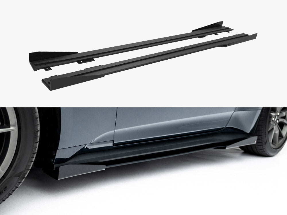 Maxton Design - Aftermarket  Street PRO Side Skirts Diffusers + Flaps Ford Mustang Dark Horse Mk7