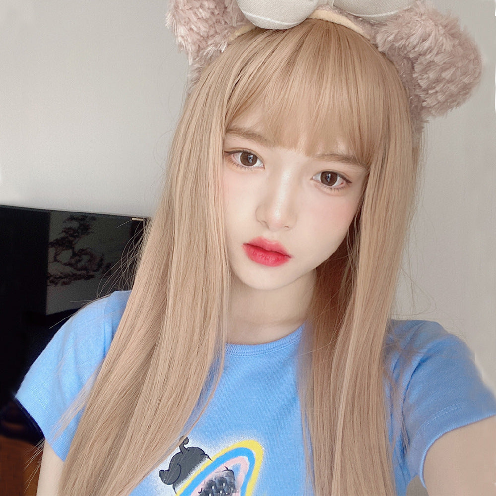 Long Straight Synthetic Wig with Air Fringe