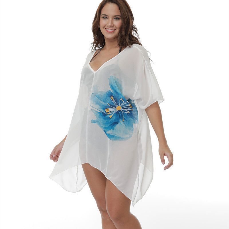 Plus Size Bikini Cover-up Loose Beach Sun Protection Blouse
