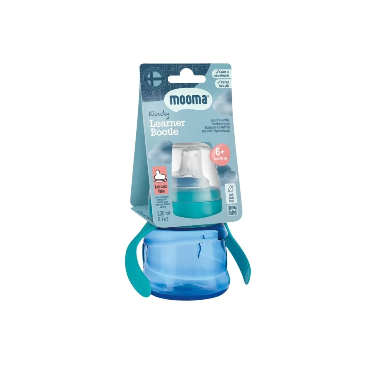 Mooma Kindy Learner Bottle 200ml - Aqua Blue