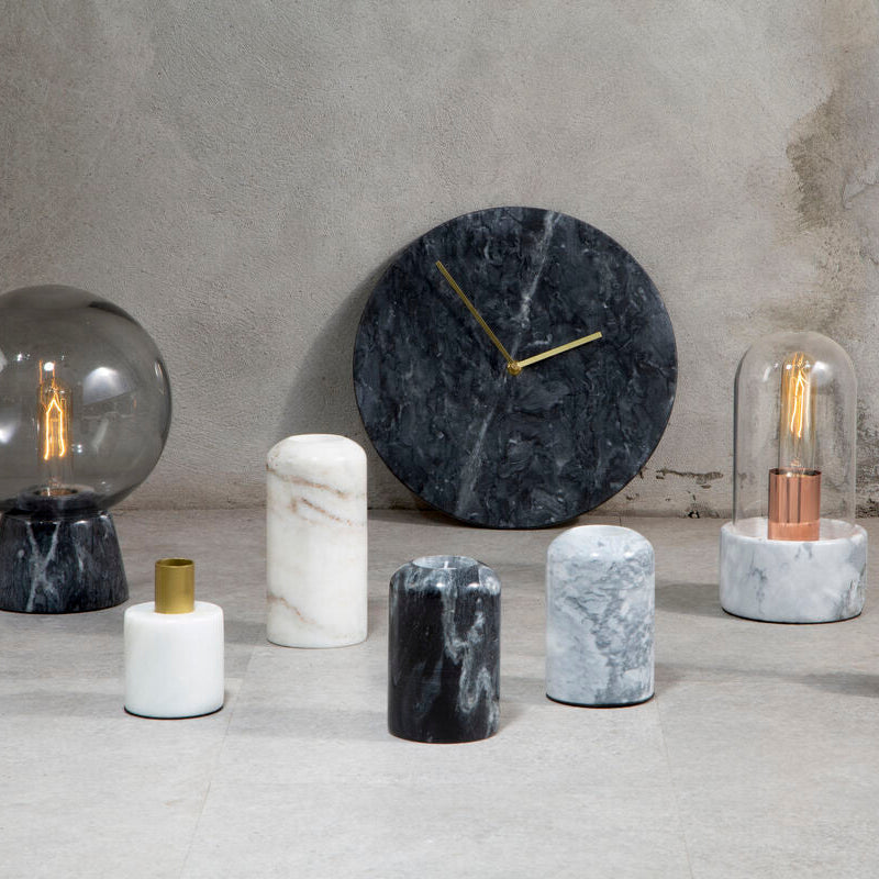 30cm Dia Black Marble Wall Clock | Lamonte