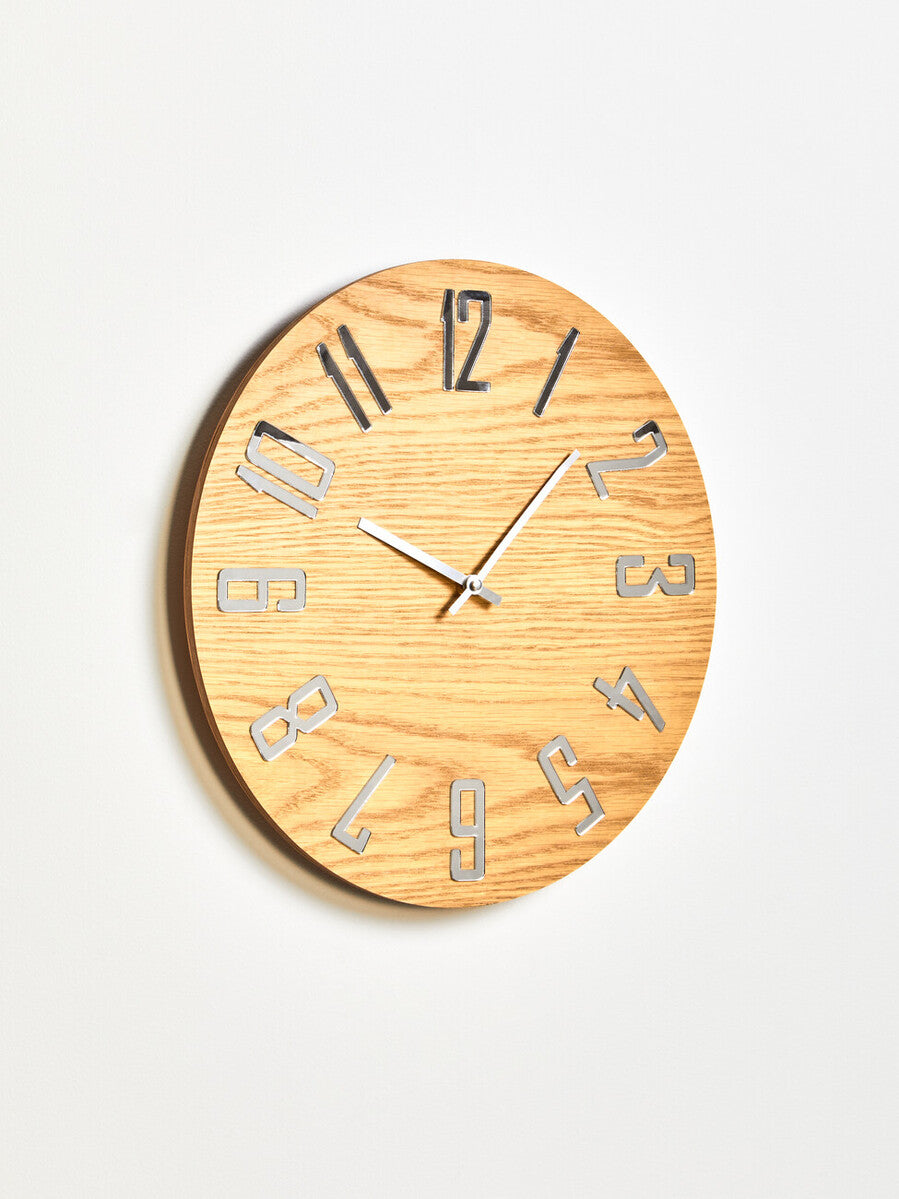 40cm Dia Natural Wood Effect Wall Clock | Vitus