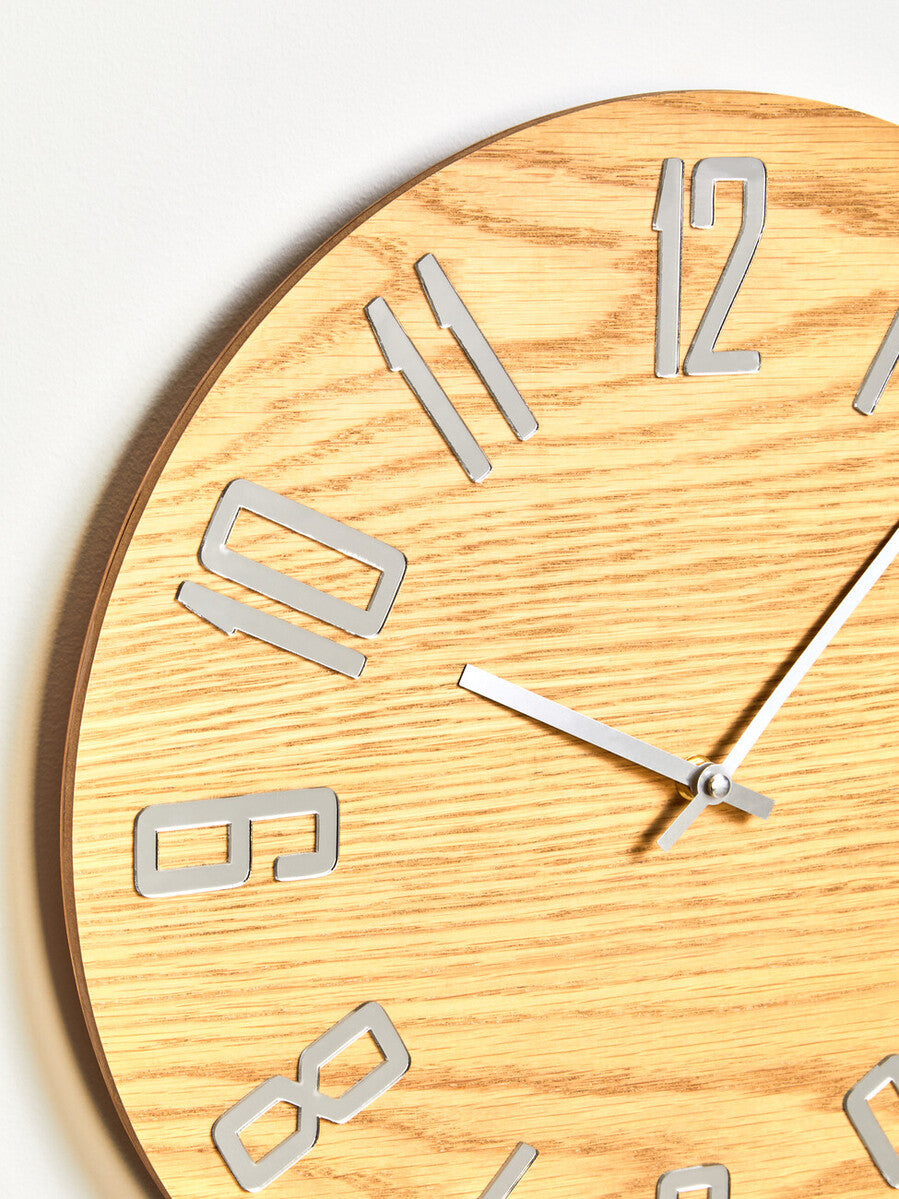 40cm Dia Natural Wood Effect Wall Clock | Vitus