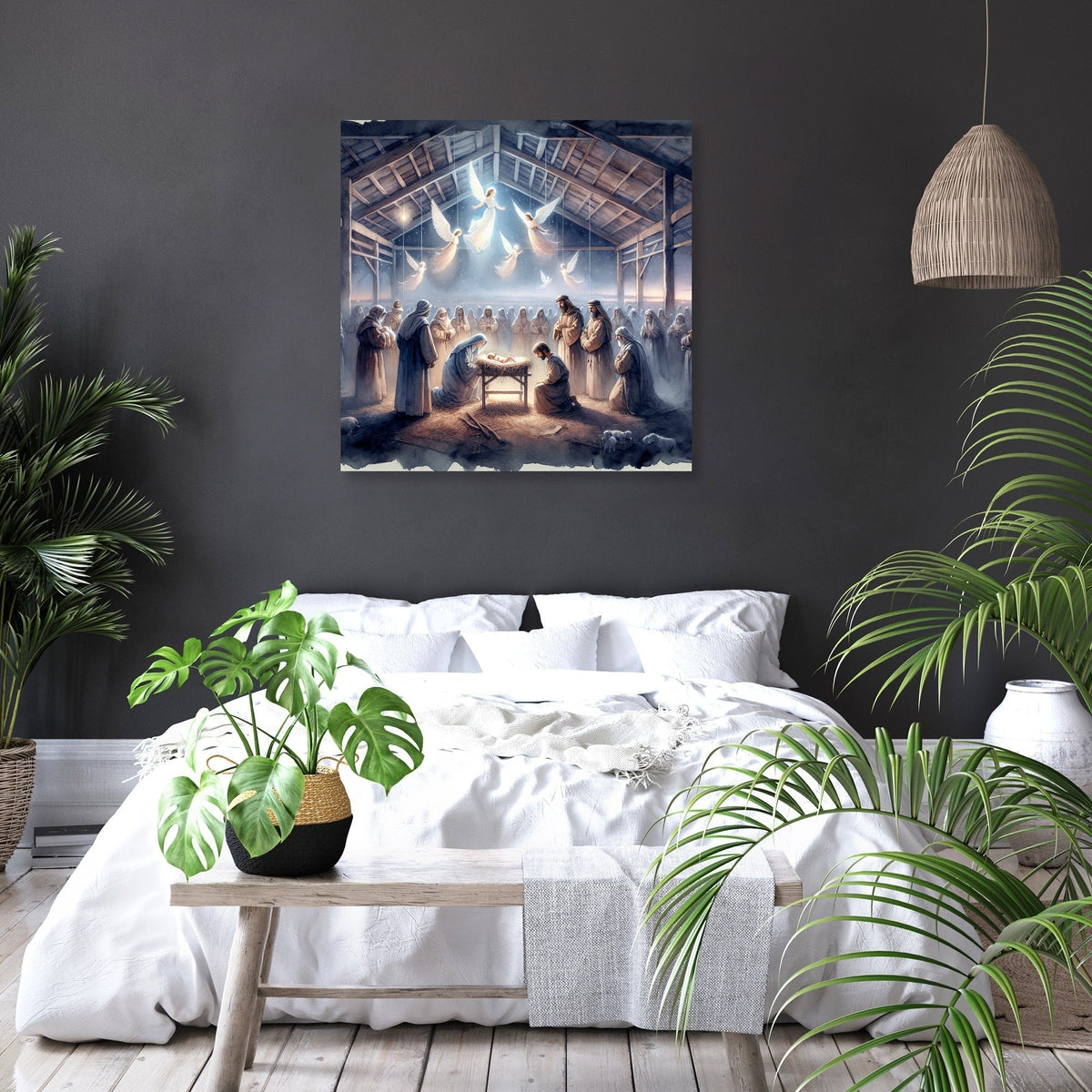 Serene Nativity Nightfall Canvas