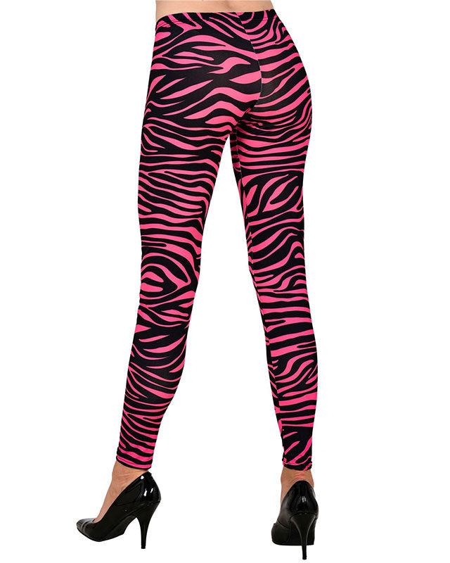 80s Pink Zebra Leggings - Adult Costume