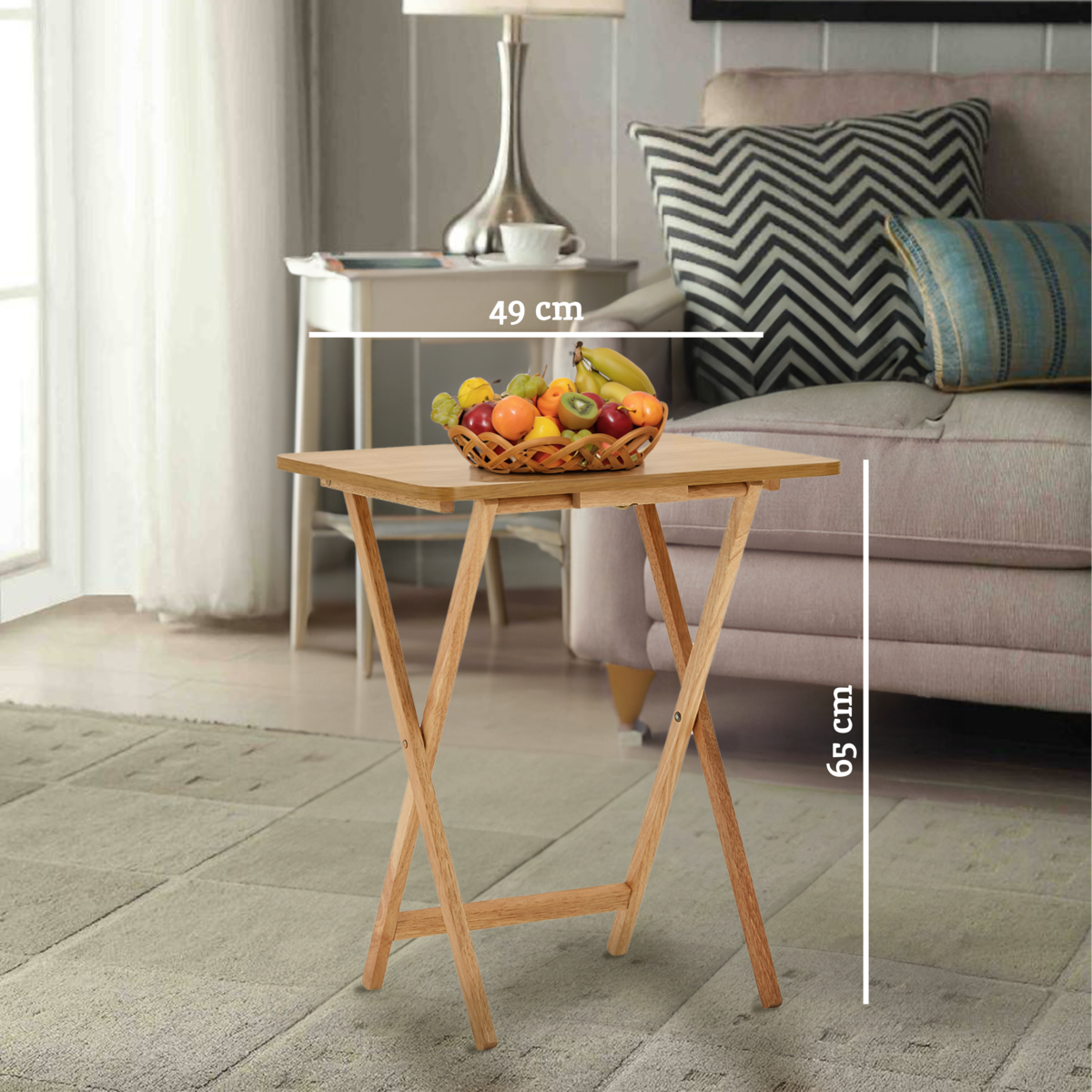 Heva Natural Tropical Hevea Wood Folding Snack Table