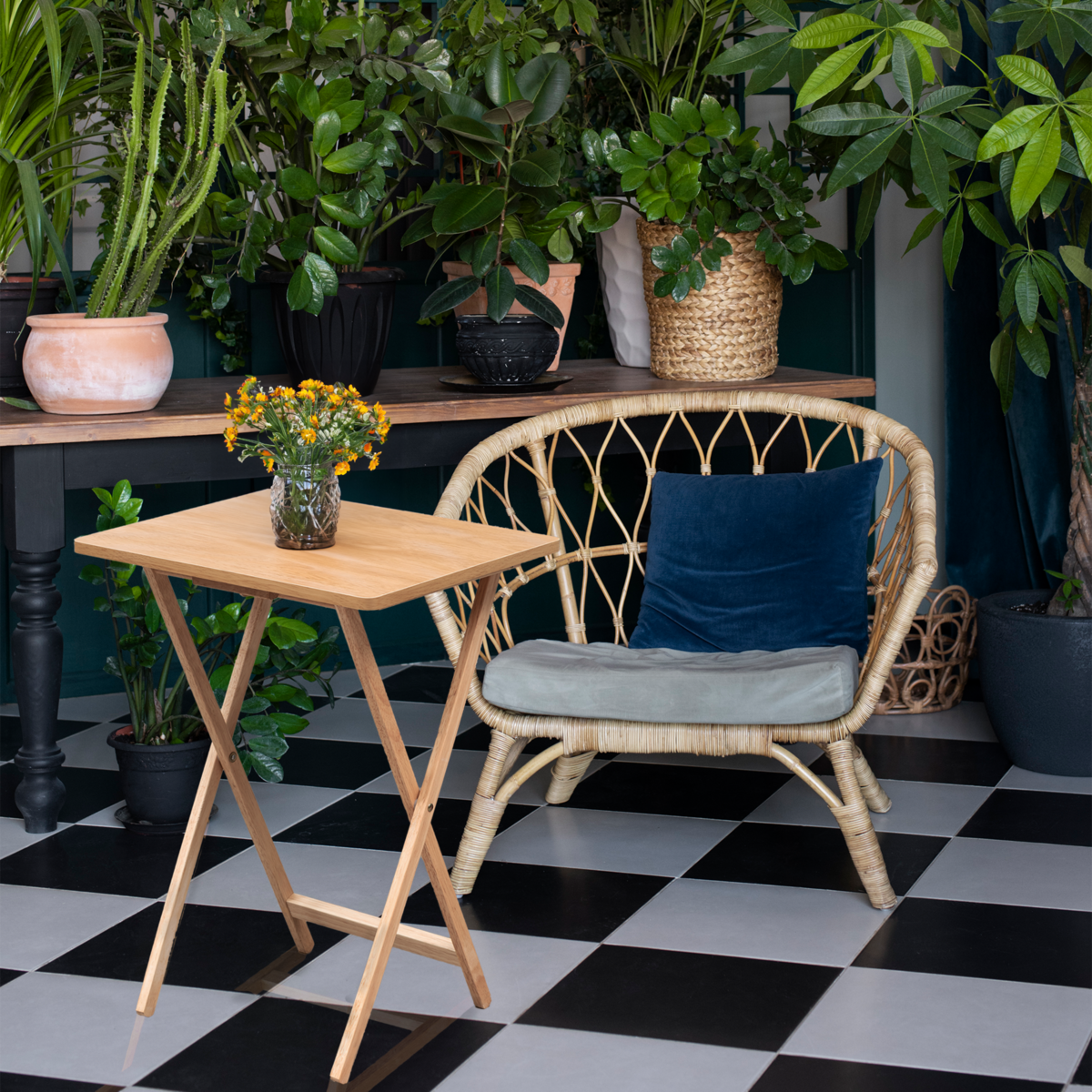 Heva Natural Tropical Hevea Wood Folding Snack Table