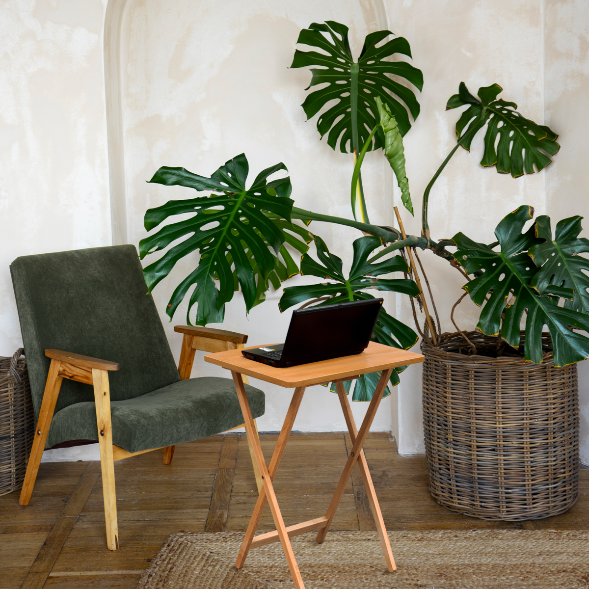 Heva Natural Tropical Hevea Wood Folding Snack Table