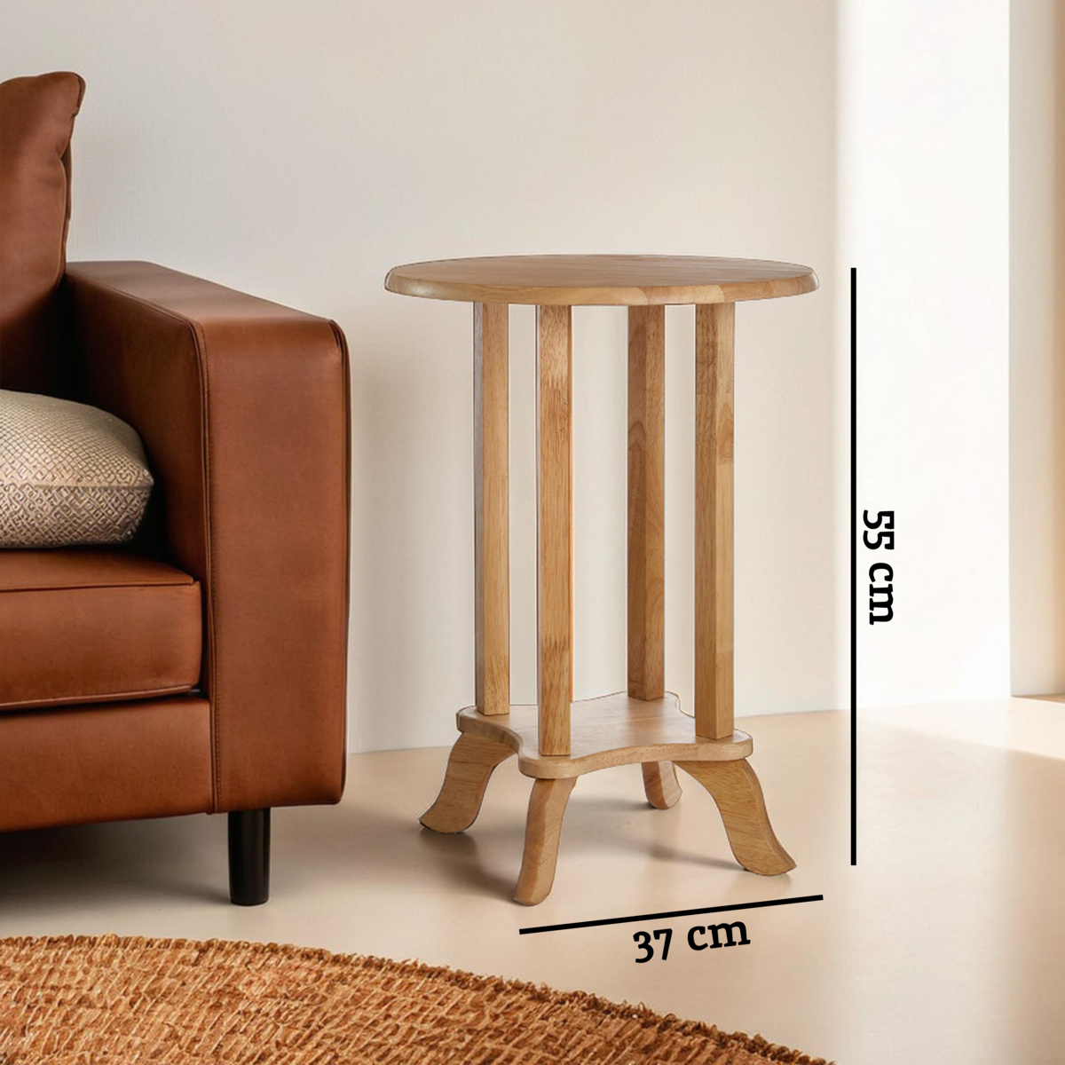 Heva Natural Tropical Hevea Wood Round Side Table