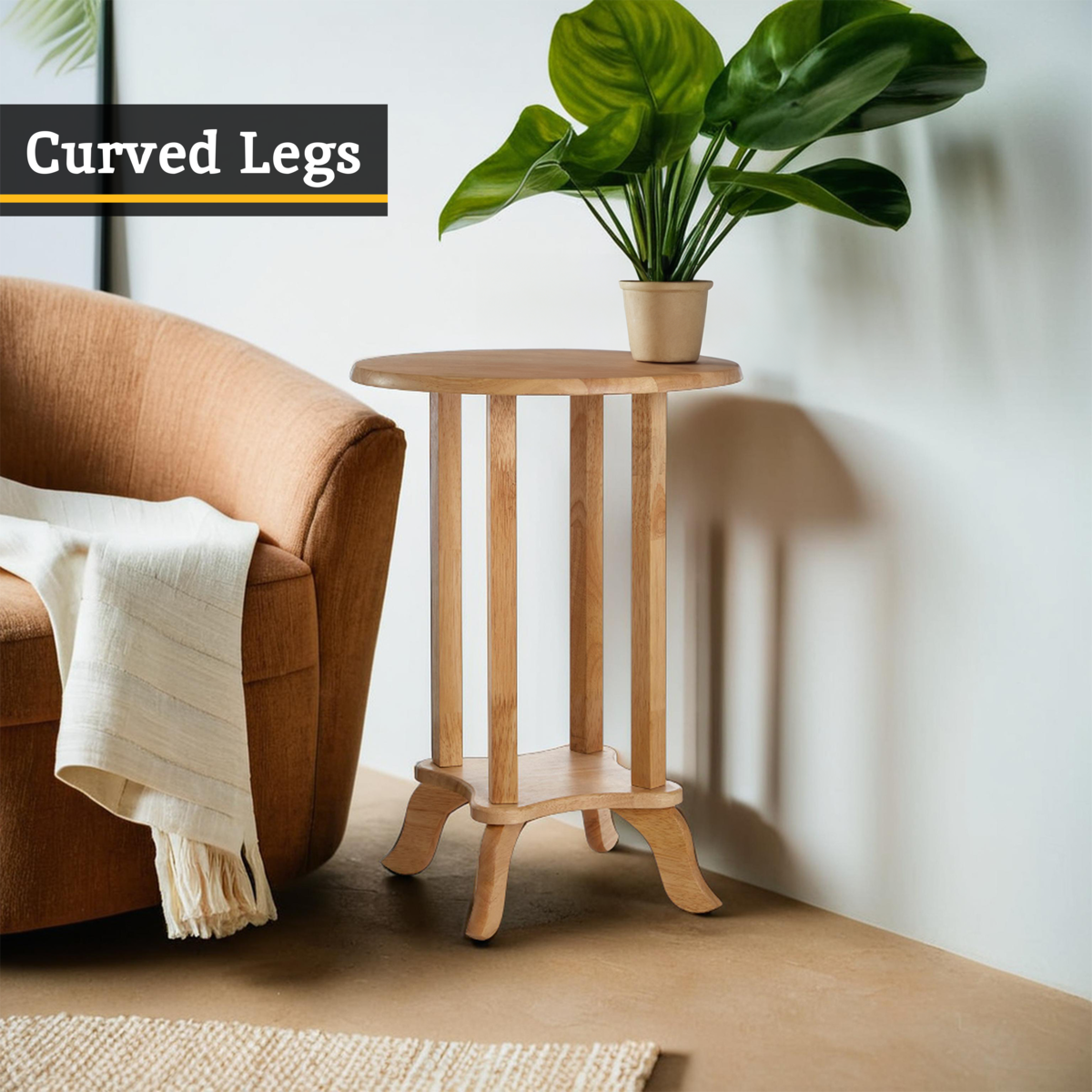 Heva Natural Tropical Hevea Wood Round Side Table