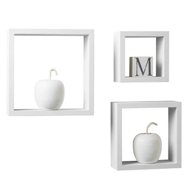 Kayli White Set of 3 Square Wall Cubes
