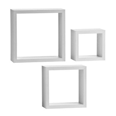 Kayli White Set of 3 Square Wall Cubes