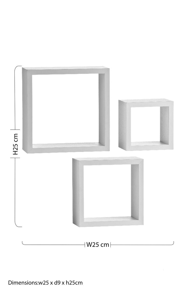 Kayli White Set of 3 Square Wall Cubes
