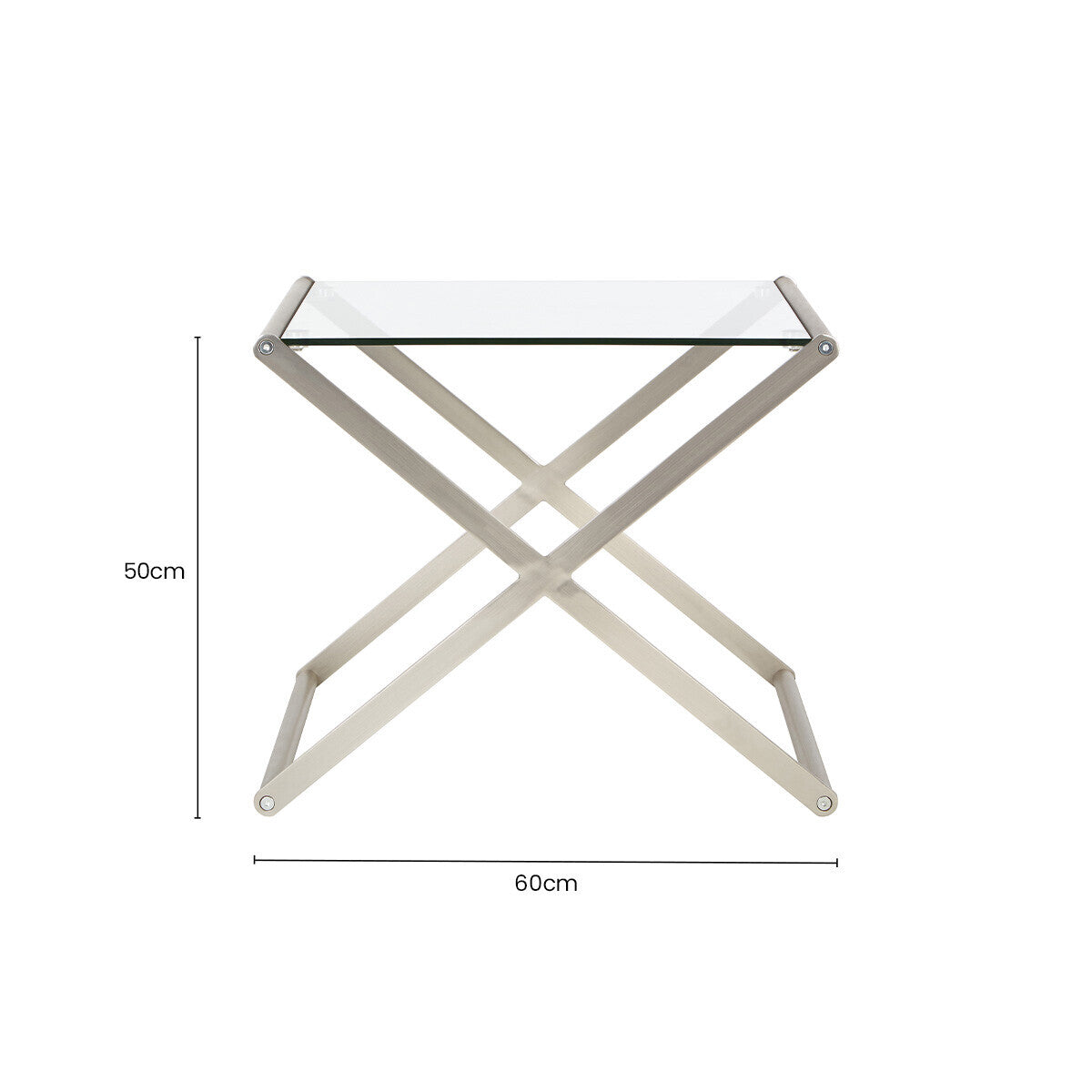 Roma Clear Glass and Nickel Finish Side Table
