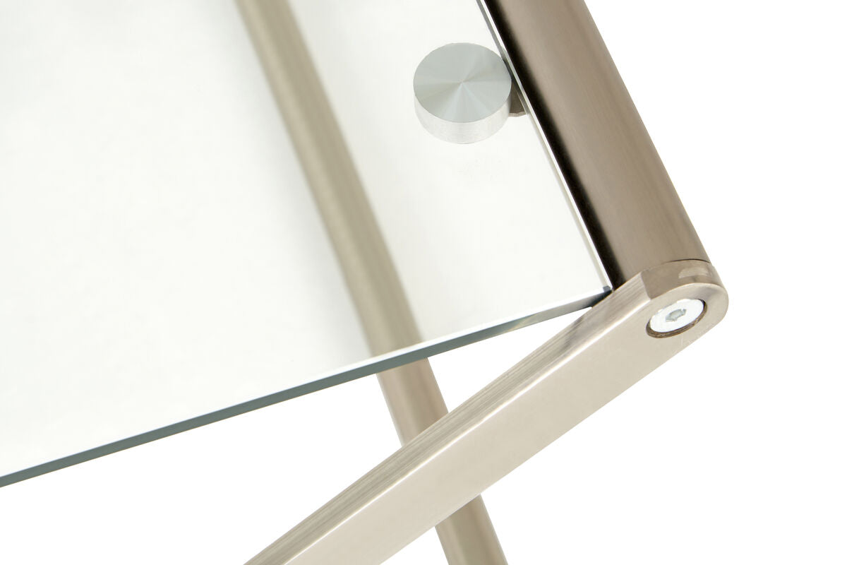 Roma Clear Glass and Nickel Finish Side Table