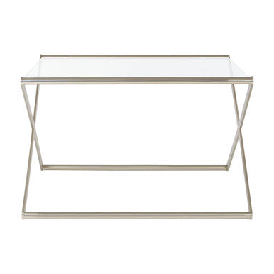 Roma Clear Glass and Nickel Finish Square Coffee Table