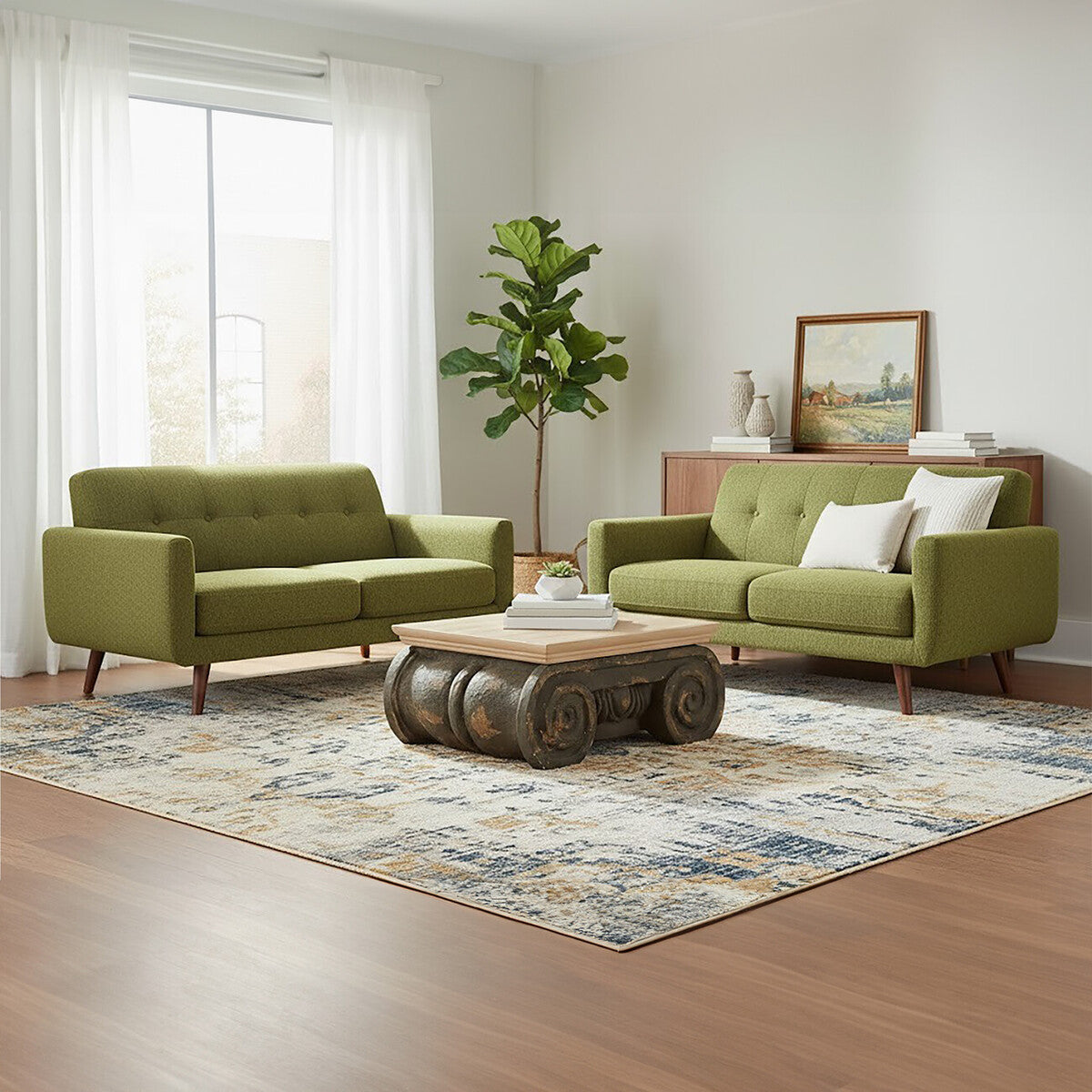 Pompeii Natural and Grey Ornate Coffee Table