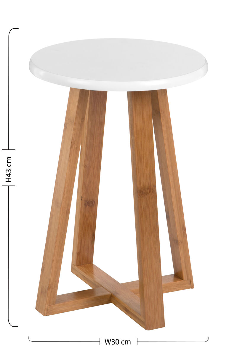 Viborg White and Natural Bamboo Round Stool