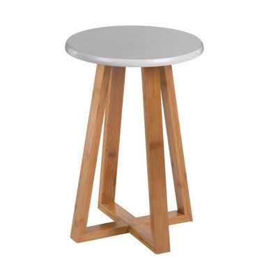 Viborg Grey and Natural Bamboo Round Stool