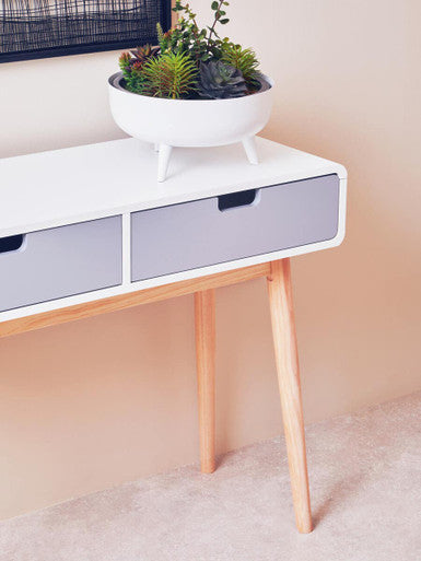 Milo White and Grey Finish 2 Drawer Console Table