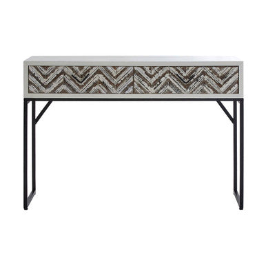 Lombok Rustic Chevron Design 2 Drawer Console Table