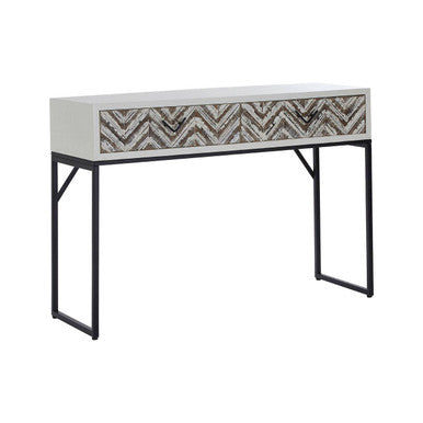 Lombok Rustic Chevron Design 2 Drawer Console Table