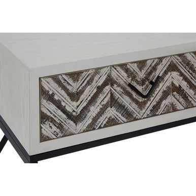 Lombok Rustic Chevron Design 2 Drawer Console Table