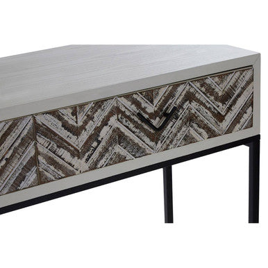 Lombok Rustic Chevron Design 2 Drawer Console Table