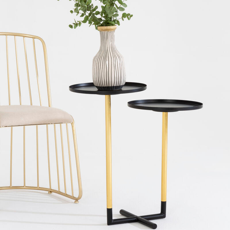 Halle Black and Gold Finish 2 Tier Side Table