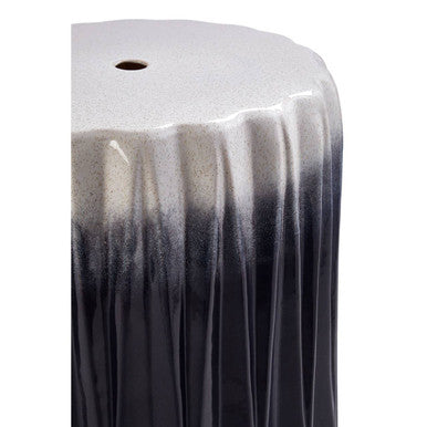 Azul Blue and White Ombre Finish Ceramic Side Table and Stool