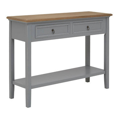 Henley Antique Grey Finish Wooden 2 Drawer Console Table