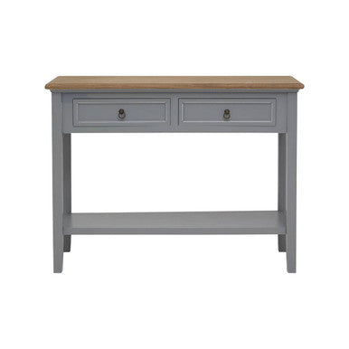Henley Antique Grey Finish Wooden 2 Drawer Console Table