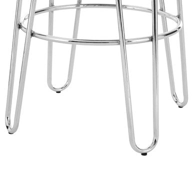 District Elm Wood Stool with Chrome Finish Hairpin Legs