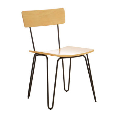 District Natural Wooden Chair with Black Finish Hairpin Legs