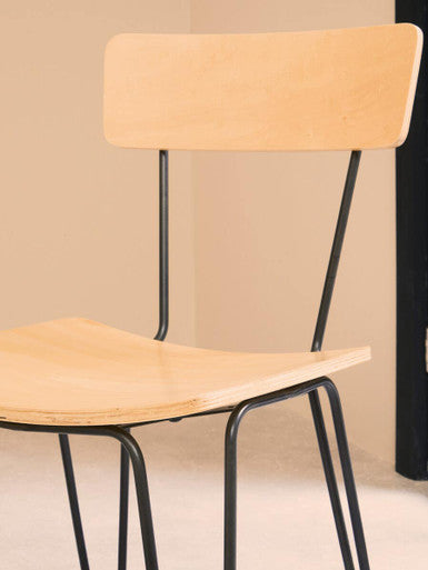 District Natural Wooden Chair with Black Finish Hairpin Legs
