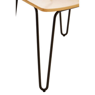 District Natural Wooden Chair with Black Finish Hairpin Legs