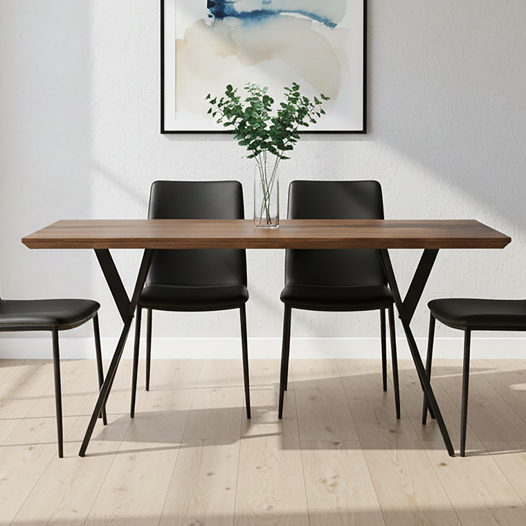 Arron Brown Wood Veneer Finish Rectangular Dining Table
