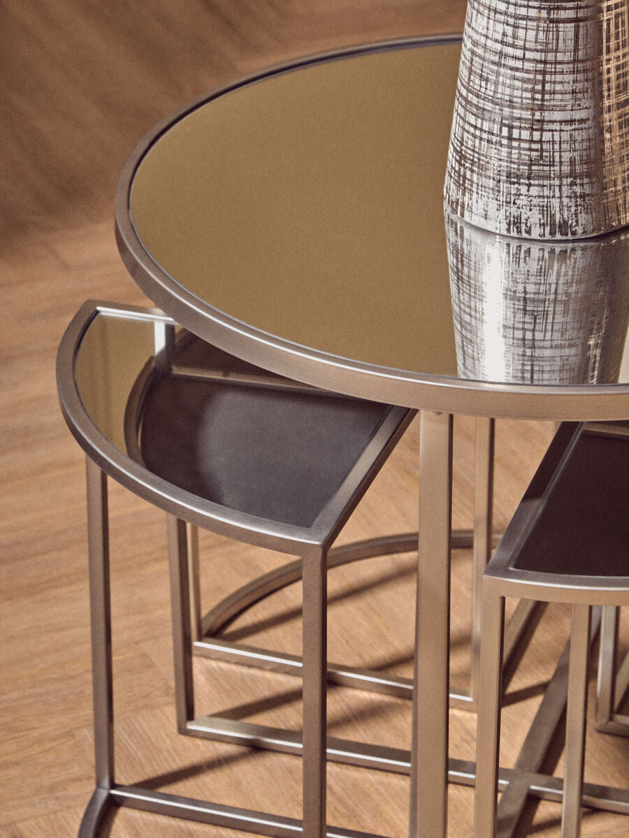 Farran Silver Finish Set of 5 Nesting Tables