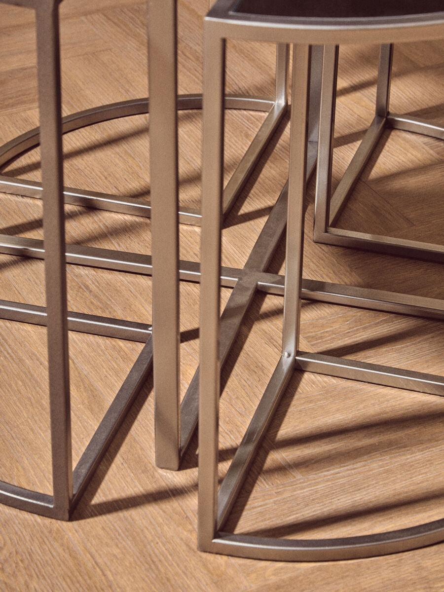Farran Silver Finish Set of 5 Nesting Tables